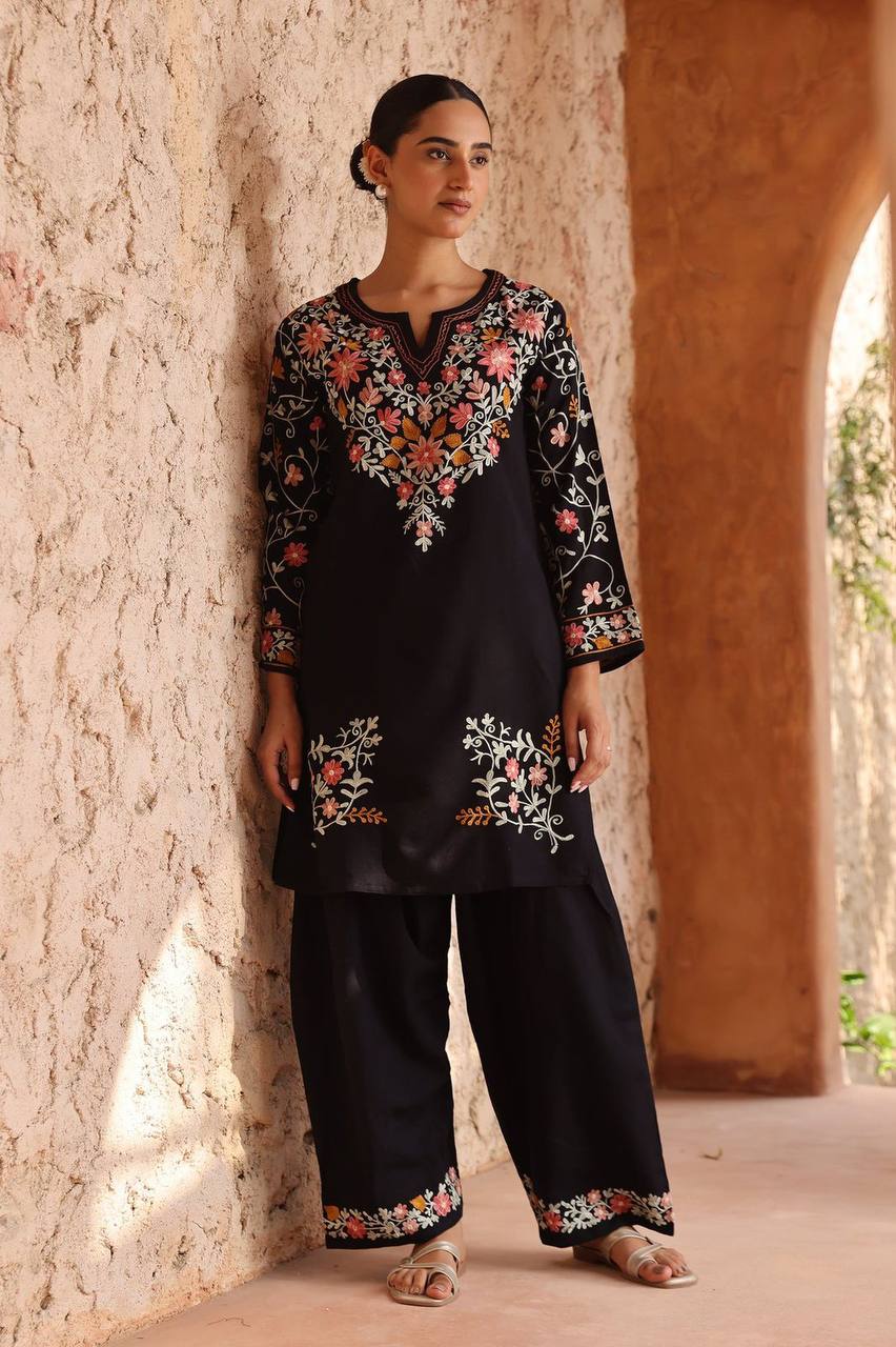 Ethereal Obsidian Floral Heritage Suit